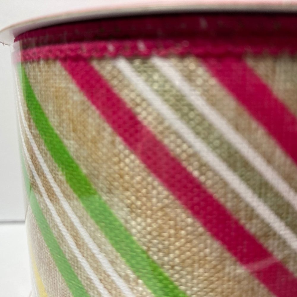 Wired Ribbon Spring Stripe 2.5" 25' - Picture 2 of 12